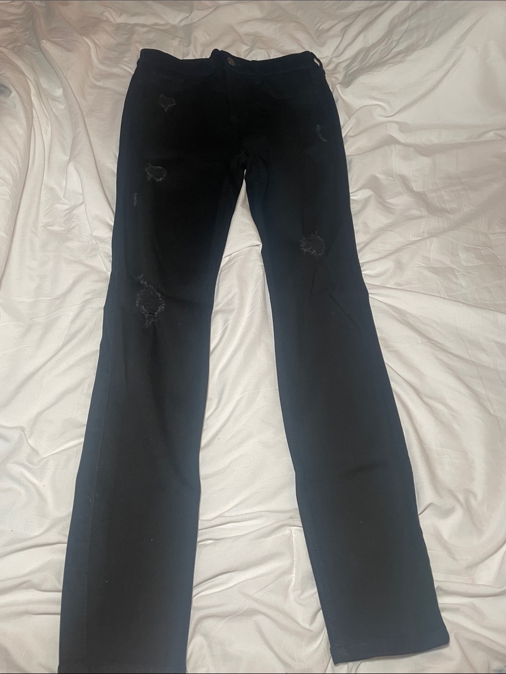 Hollister Women's Skinny Jeans in Black with Distressed Detail